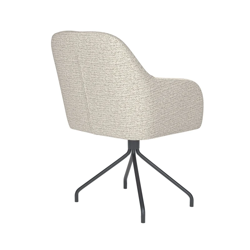 White Label Living Stuhl Otis Off-Weiß Drehgestell – Polyester, 62 × 59 × 84 cm