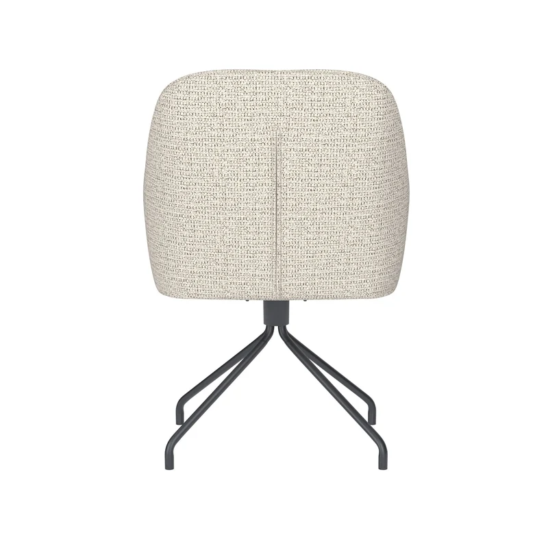 White Label Living Stuhl Otis Off-Weiß Drehgestell – Polyester, 62 × 59 × 84 cm