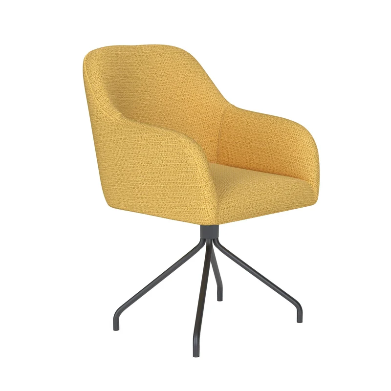 White Label Living Stuhl Otis Ocker Drehgestell – Polyester, 62 × 59 × 84 cm