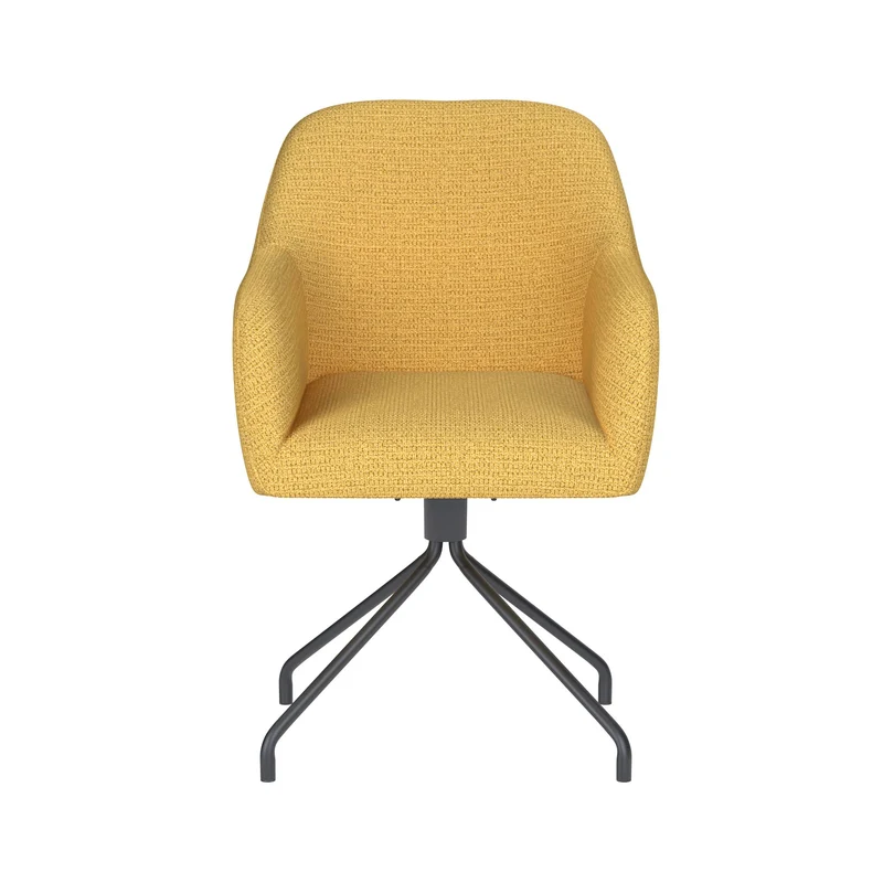 White Label Living Stuhl Otis Ocker Drehgestell – Polyester, 62 × 59 × 84 cm