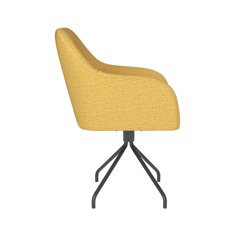 White Label Living Stuhl Otis Ocker Drehgestell – Polyester, 62 × 59 × 84 cm