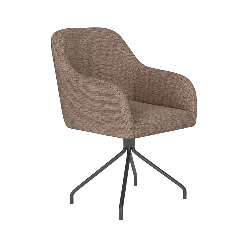 White Label Living Stuhl Otis Taupe Drehgestell – Polyester, 62 × 59 × 84 cm