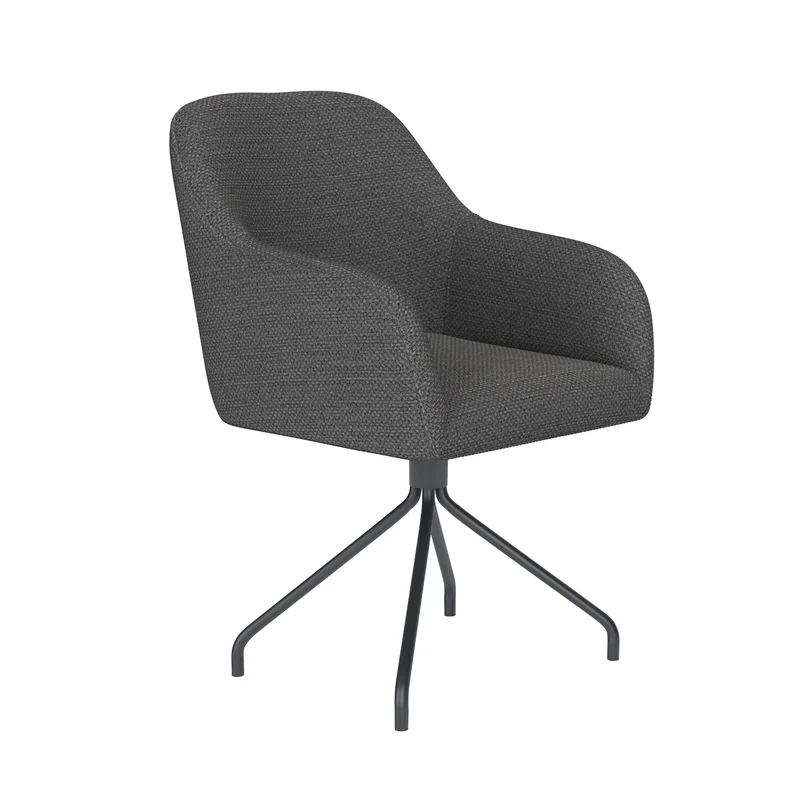 White Label Living Stuhl Otis Grau Drehgestell – Polyester, 62 × 59 × 84 cm