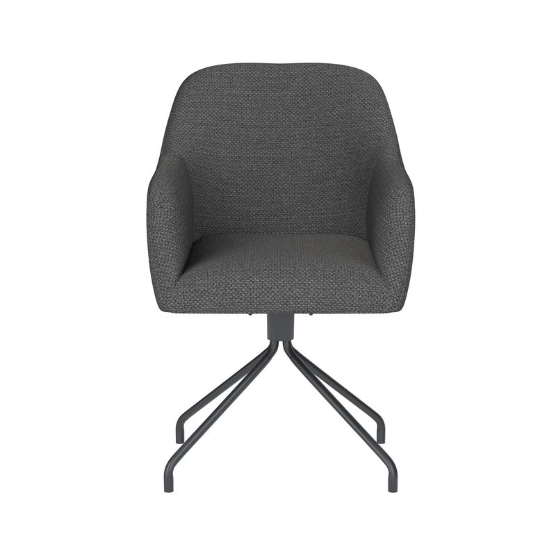 White Label Living Stuhl Otis Grau Drehgestell – Polyester, 62 × 59 × 84 cm