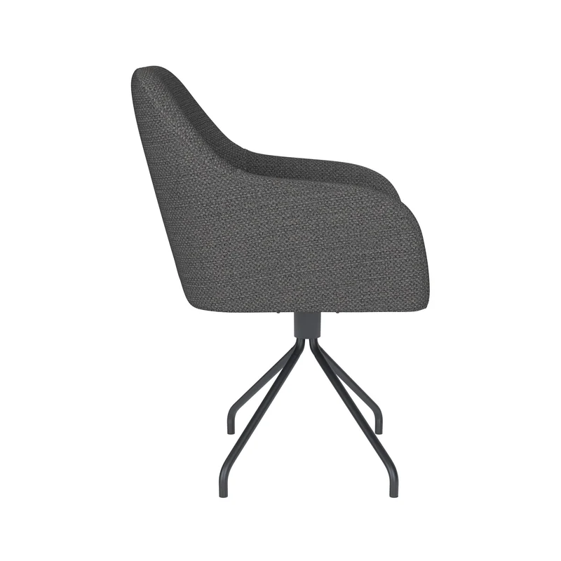 White Label Living Stuhl Otis Grau Drehgestell – Polyester, 62 × 59 × 84 cm