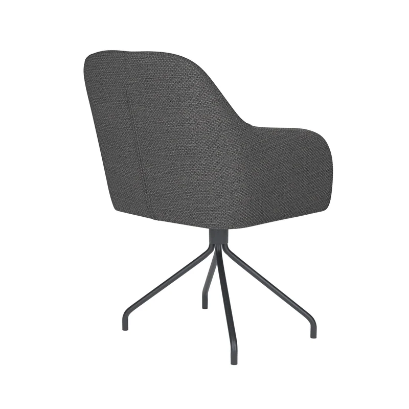White Label Living Stuhl Otis Grau Drehgestell – Polyester, 62 × 59 × 84 cm