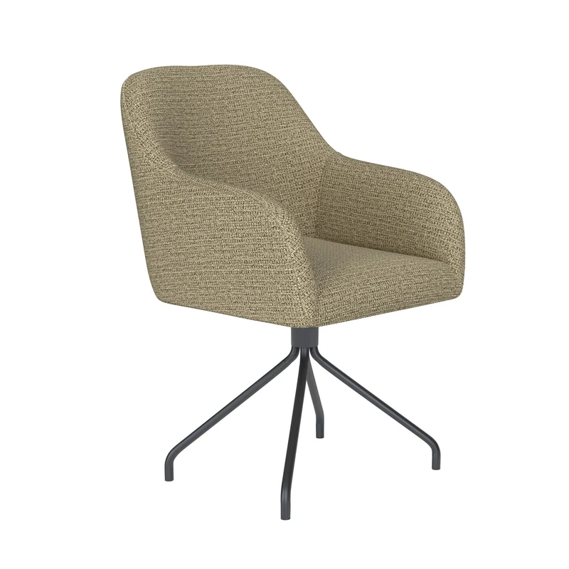 White Label Living Stuhl Otis Grün Drehgestell – Polyester, 62 × 59 × 84 cm