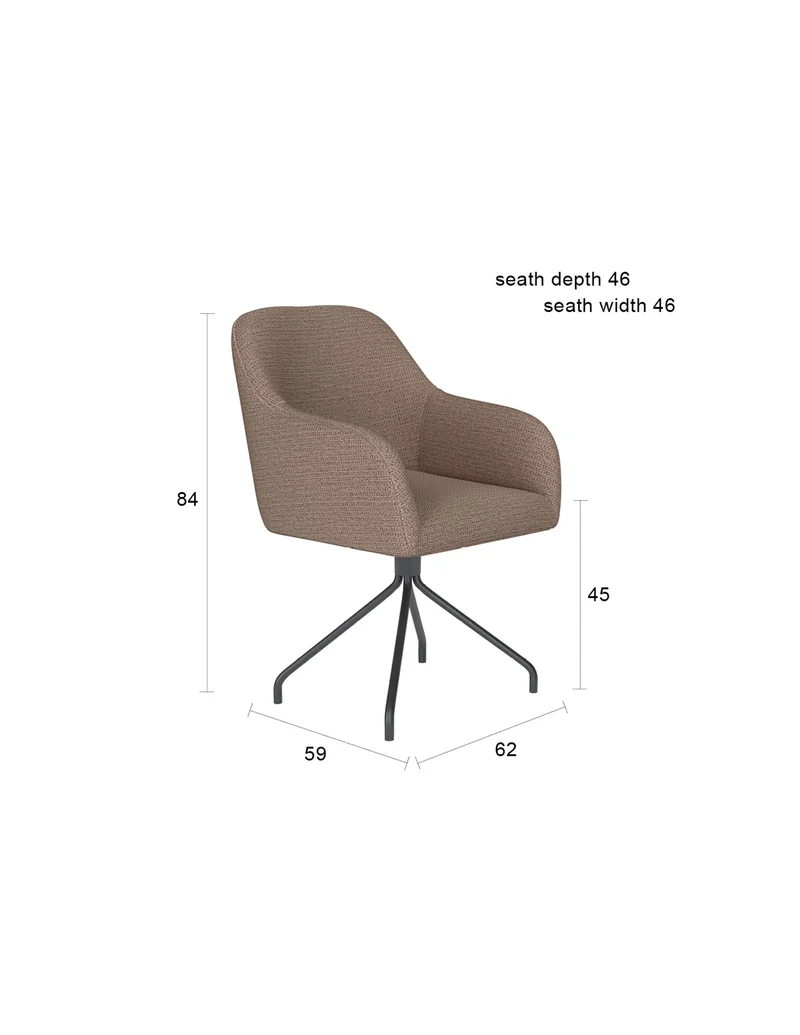 White Label Living Stuhl Otis Grün Drehgestell – Polyester, 62 × 59 × 84 cm