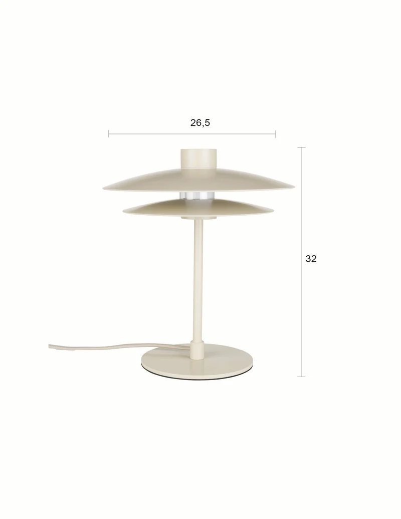 White Label Living Tischleuchte Wubbo – Beige, Eisen, 26,5 × 26,5 × 32 cm
