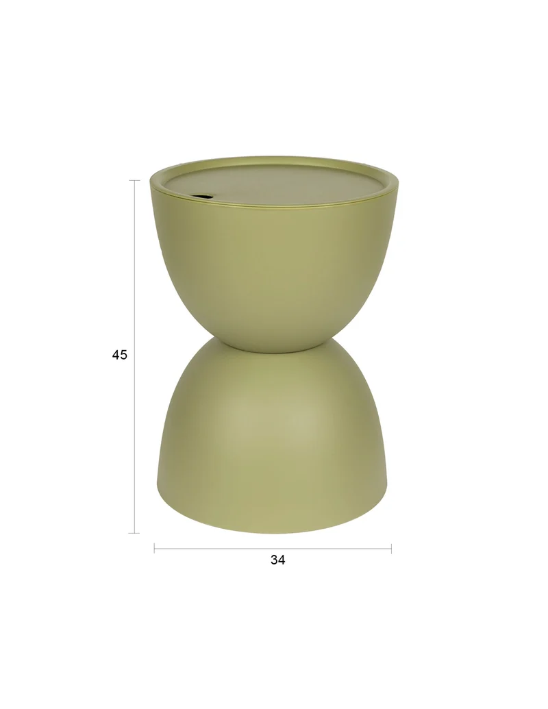 White Label Living Beistelltisch Mara Grün Outdoor – Polypropylen, 34 × 34 × 45 cm