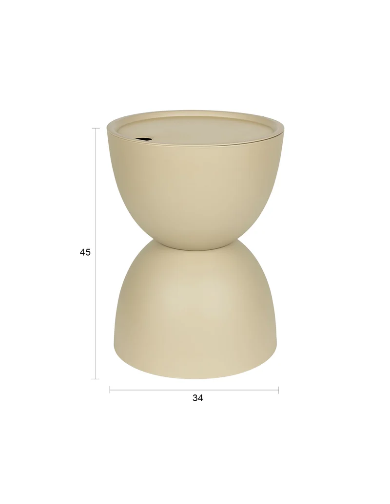 White Label Living Beistelltisch Mara Beige Outdoor – Polypropylen, 34 × 34 × 45 cm