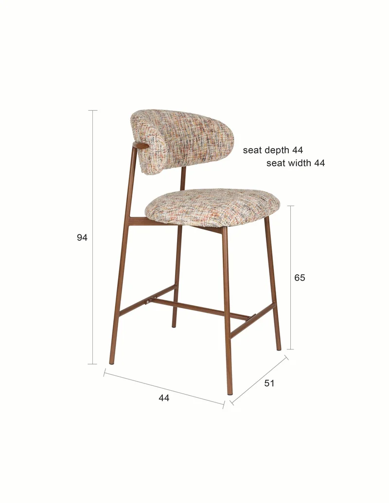 White Label Living Tresenhocker Claes Multicolour – Polyester, 51 × 44 × 94 cm, 2er-Set