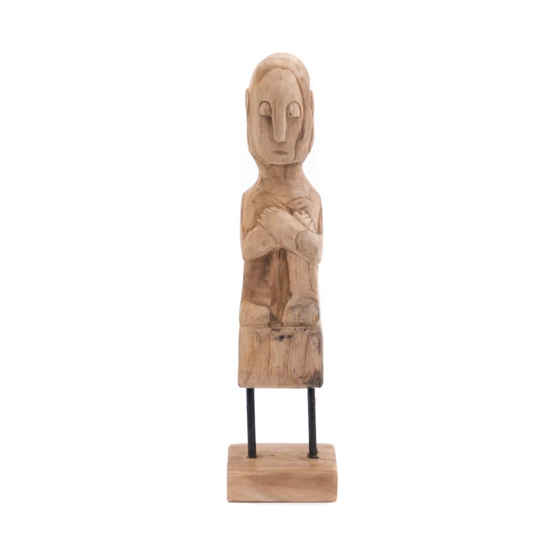 TEAK SKULPTUR "PRIMITIVO" | Teakholz, 40 m | Geschnitzte Holz Figur