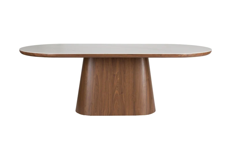 White Label Living Esstisch Almira Oval 180 – Nussbaum, 180 × 90 × 77 cm