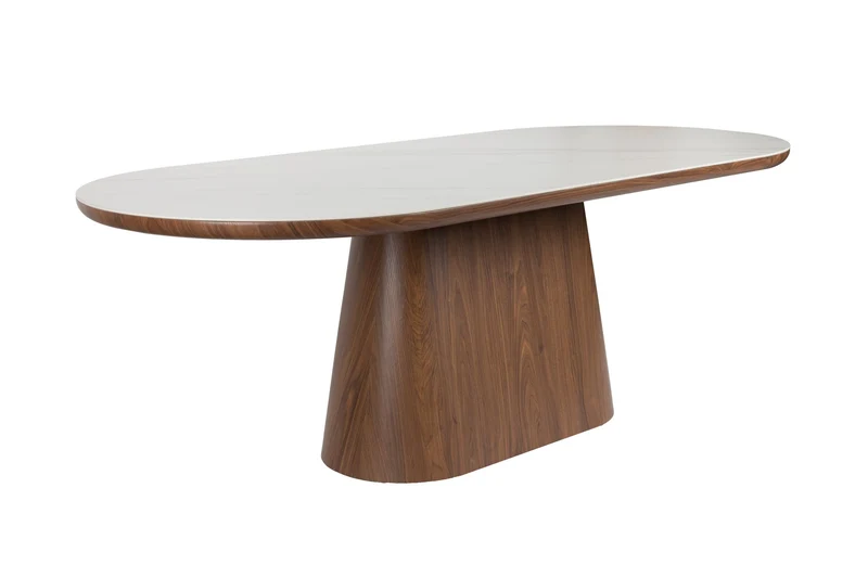 White Label Living Esstisch Almira Oval 180 – Nussbaum, 180 × 90 × 77 cm