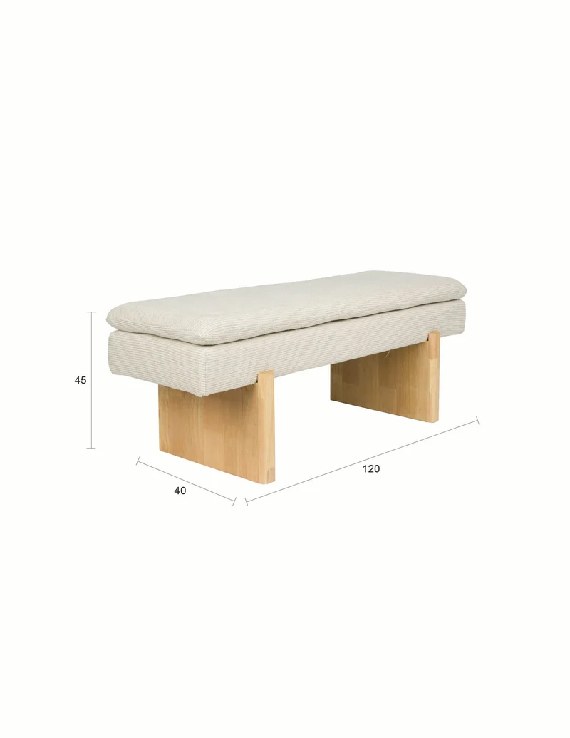 White Label Living Bank Jappo – Polyester, 120 × 40 × 45 cm