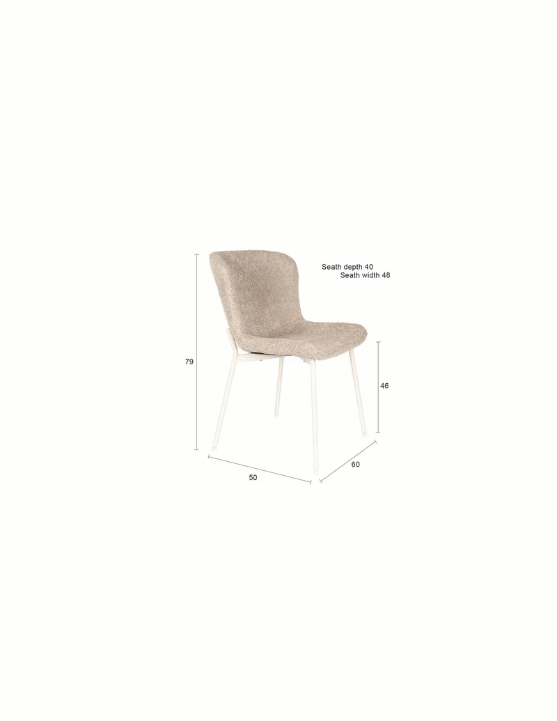 White Label Living Stuhl Marion – Braun, Polyester, 58,5 × 46,5 × 79 cm, 2er-Set
