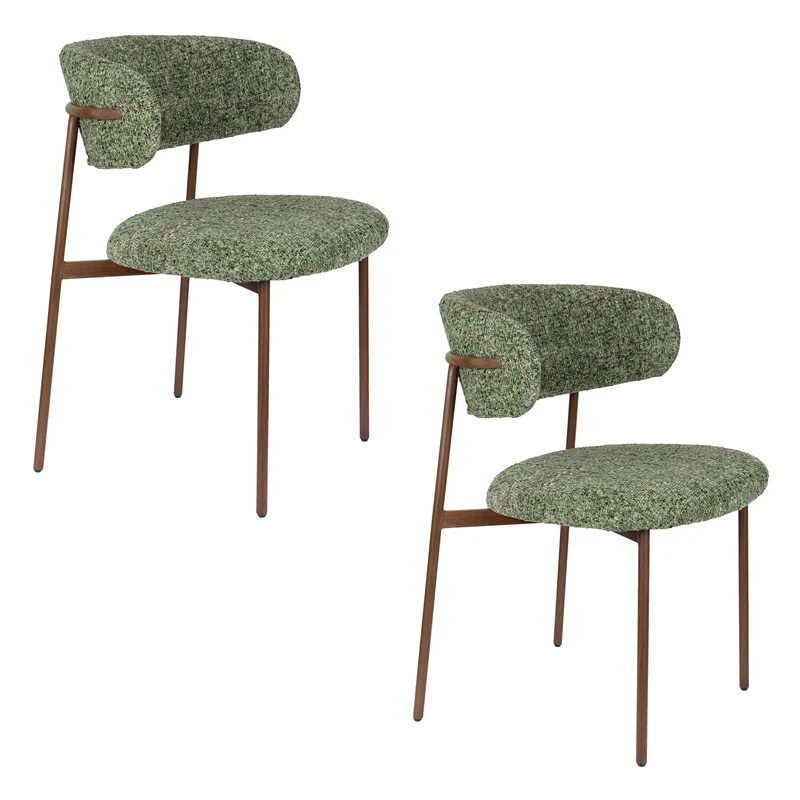White Label Living Stuhl Claes – Grün, Polyester, 57,5 × 56,5 × 78,5 cm, 2er-Set