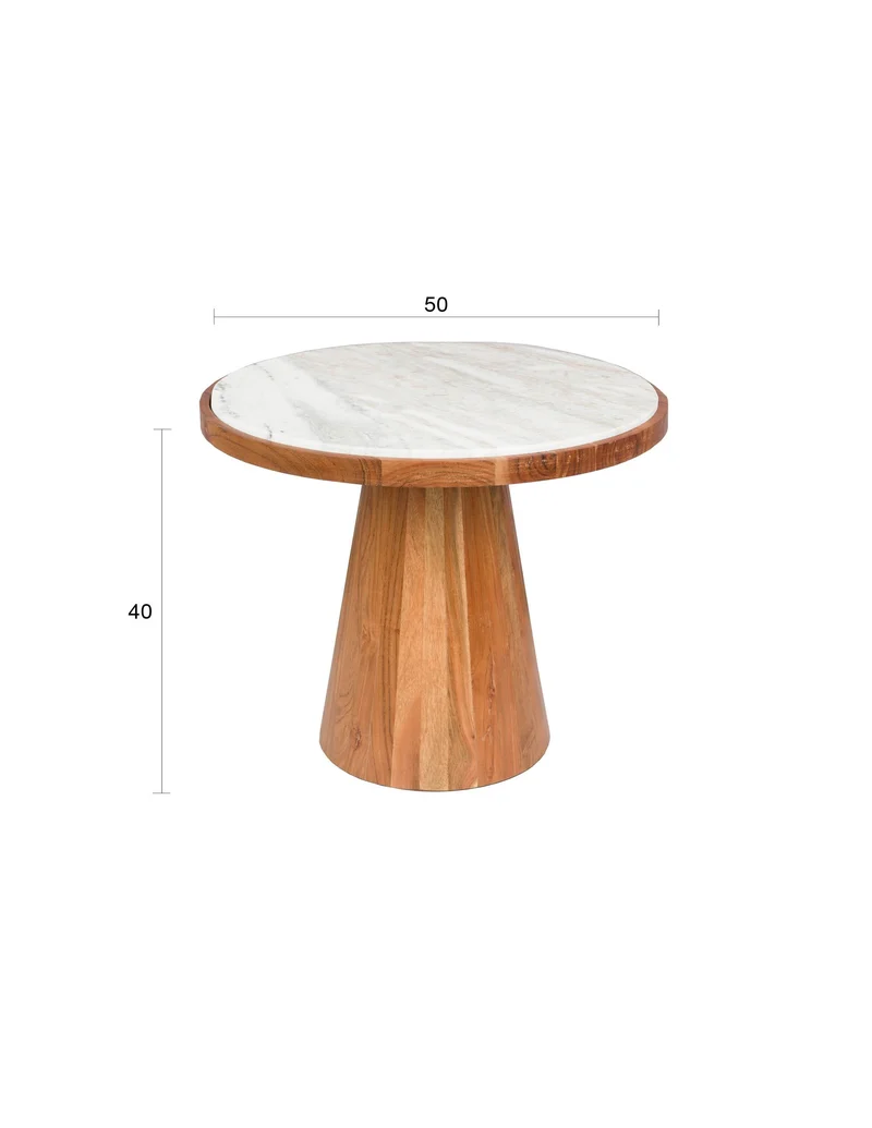White Label Living Couchtisch Mees – Natur, Akazienholz, 50 × 50 × 40 cm