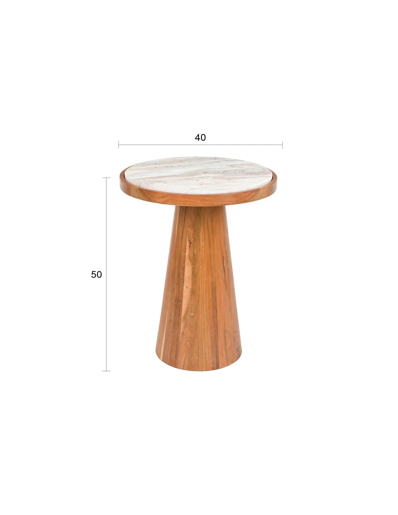 White Label Living Beistelltisch Mees – Natur, Akazienholz, 40 × 40 × 50 cm