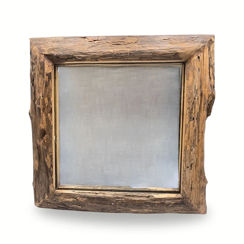 HOLZ SPIEGEL "HENNES" | 60x60cm, Massivholz | Flurspiegel, Wandspiegel