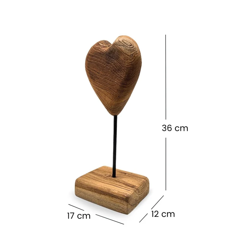 HERZ SKULPTUR "HEARTBEAT" | Teakholz | Wurzelholz Herz Figur
