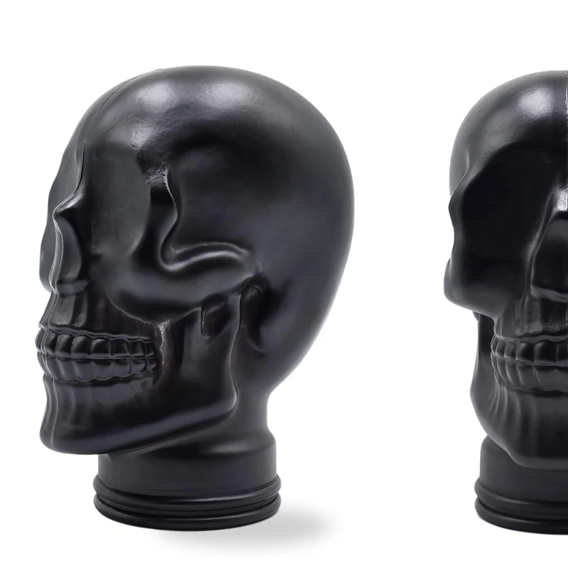 Glas KOPFHÖRERSTÄNDER TOTENKOPF| 26cm Glaskopf Skulptur | Farbe: M01 schwarz