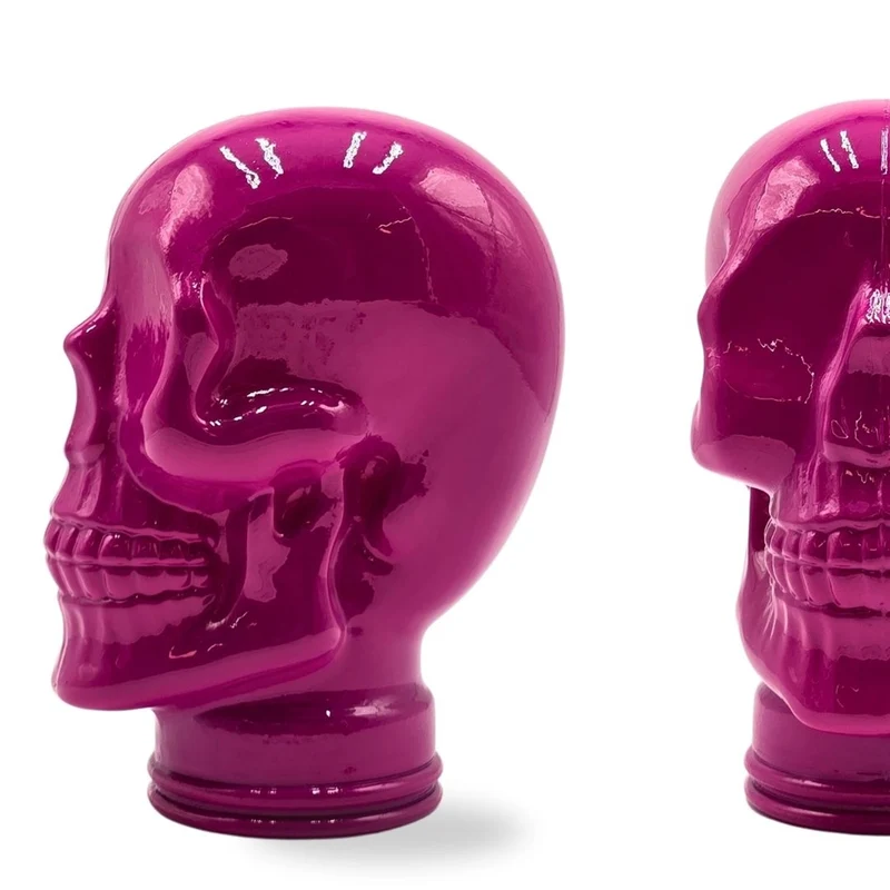 Glas KOPFHÖRERSTÄNDER TOTENKOPF| 26cm Glaskopf Skulptur | Farbe: OP2 pink