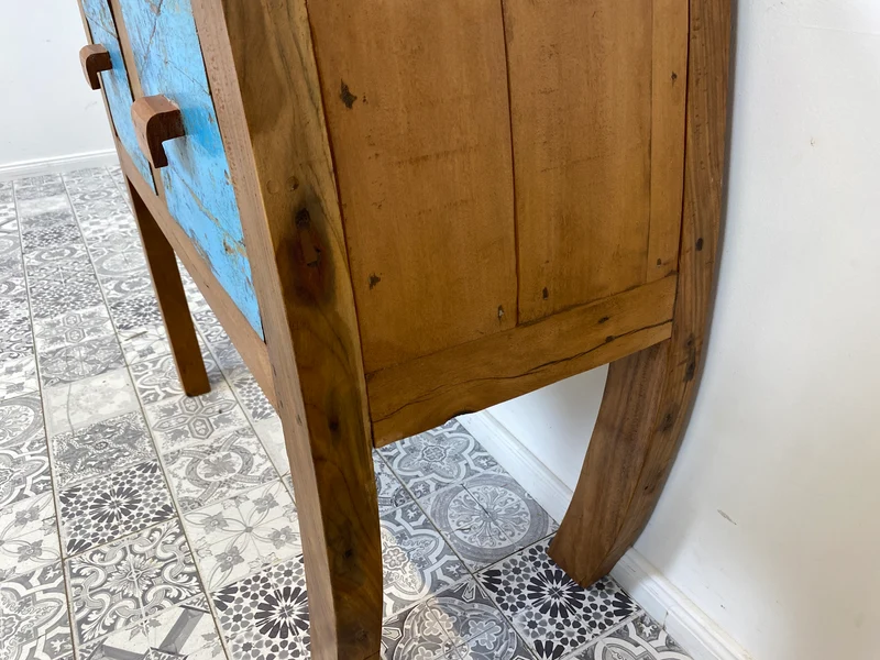 Boatwood by WMK # Formschöne Kommode mit zwei Schubladen , ein aus altem Bootsholz handgefertigtes Unikat aus massivem Teakholz