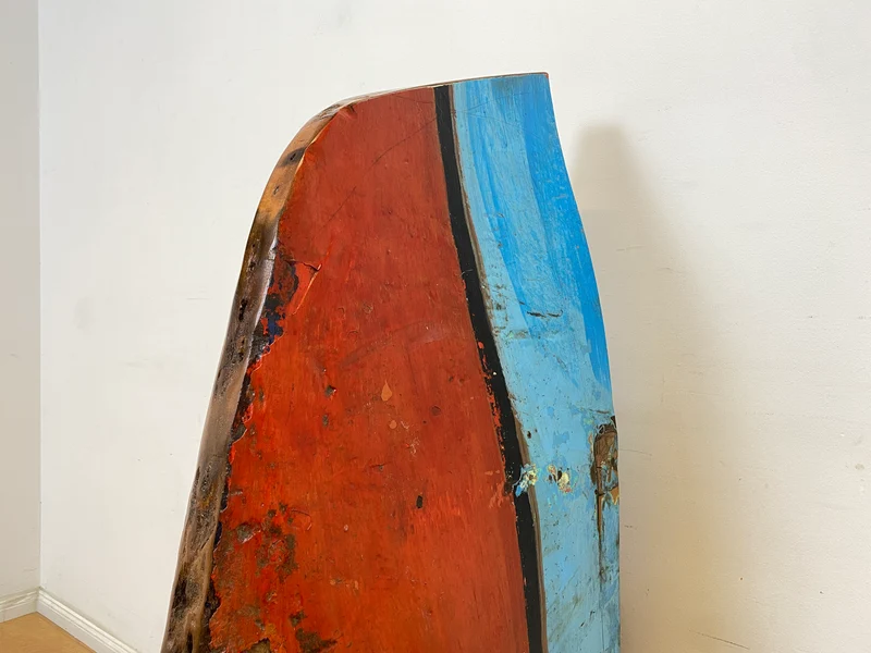 Boatwood by WMK # Außergewöhnliches Regal gebaut aus echtem Fischerboot, ein handgefertigtes Unikat aus massivem Teakholz