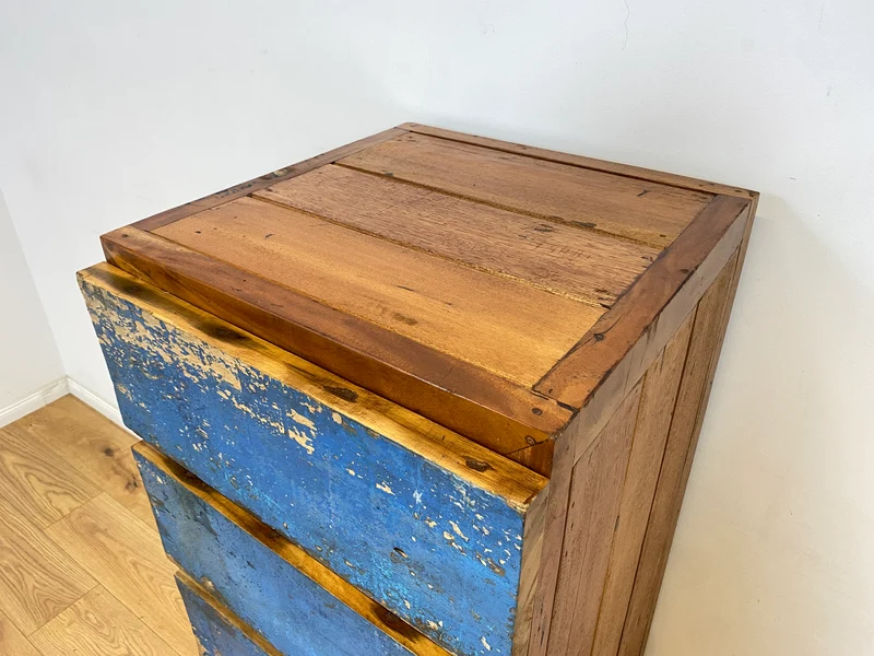 Boatwood by WMK # Sehr schöne Kommode mit Schubladen, ein aus altem Bootsholzhandgefertigtes Unikat aus massivem Teakholz