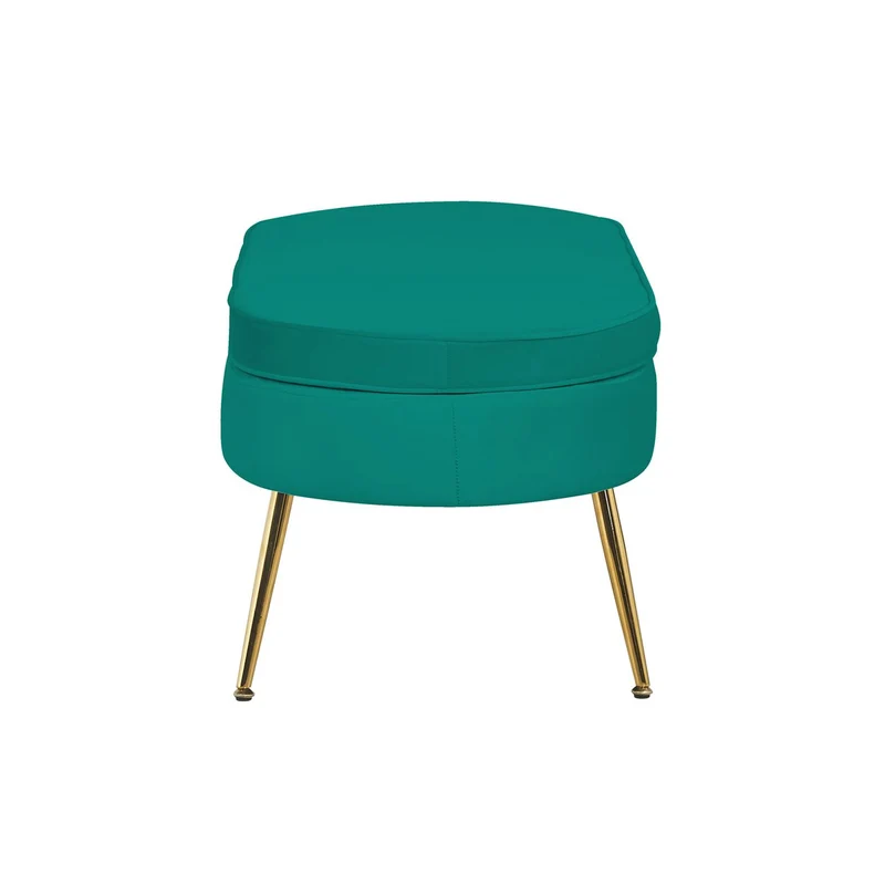 Ovaler Sitzpouf in Samtoptik – Grün/Gold, 99 cm