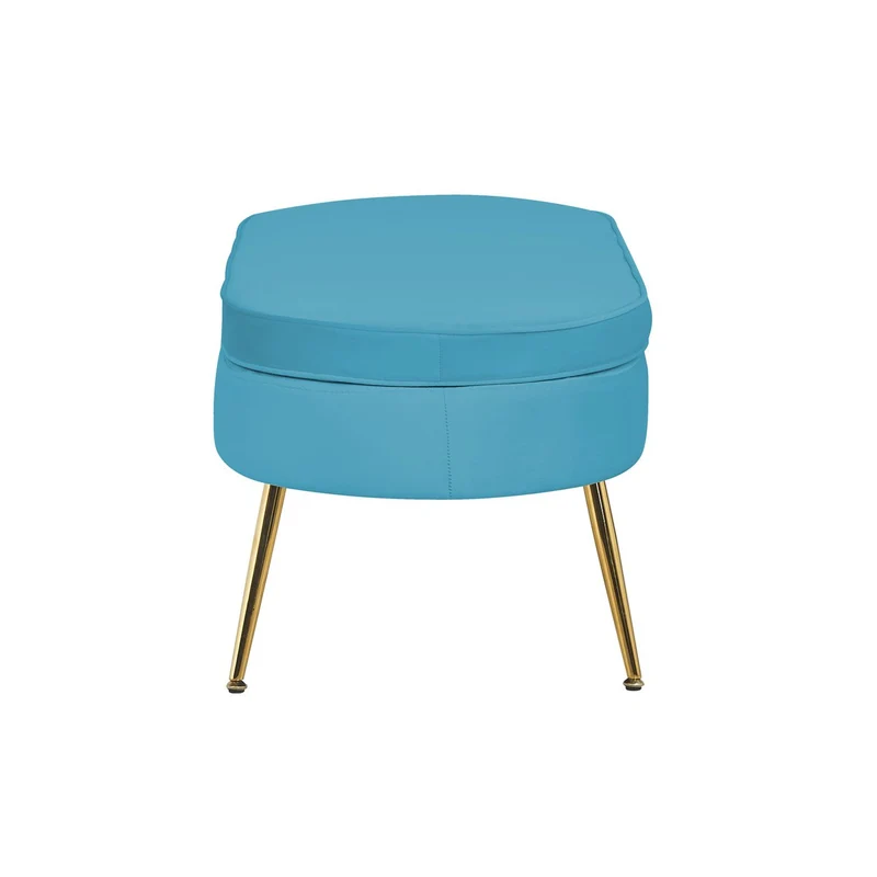 Ovaler Sitzpouf in Samtoptik – Blau/Gold, 99 cm