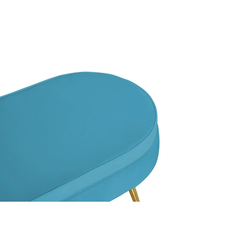 Ovaler Sitzpouf in Samtoptik – Blau/Gold, 99 cm
