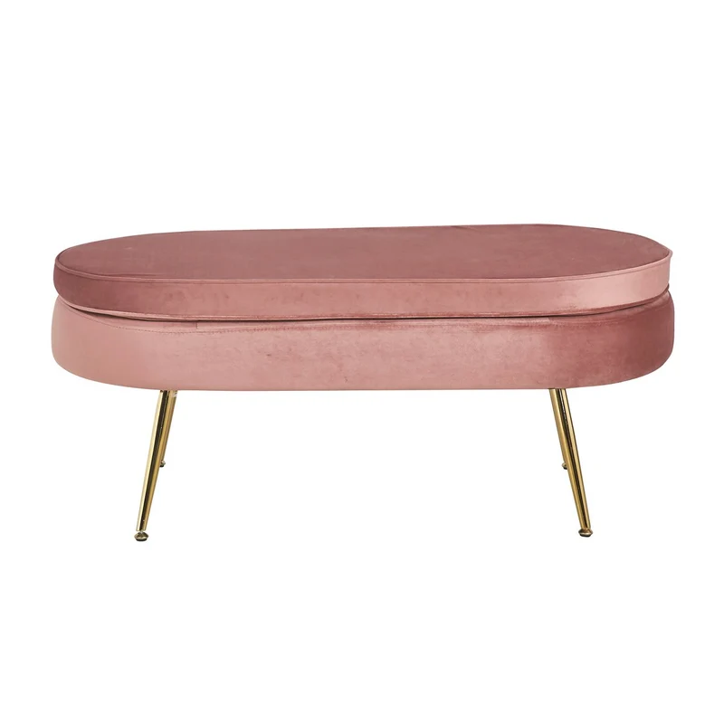 Ovaler Sitzpouf in Samtoptik – Rosé/Gold, 99 cm