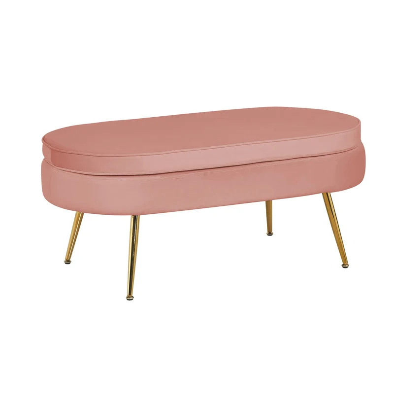 Ovaler Sitzpouf in Samtoptik – Rosé/Gold, 99 cm