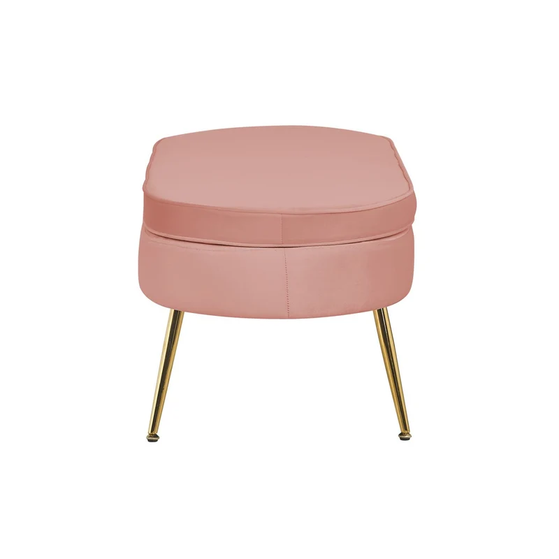 Ovaler Sitzpouf in Samtoptik – Rosé/Gold, 99 cm