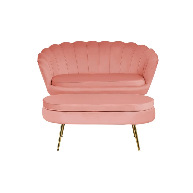 Ovaler Sitzpouf in Samtoptik – Rosé/Gold, 99 cm