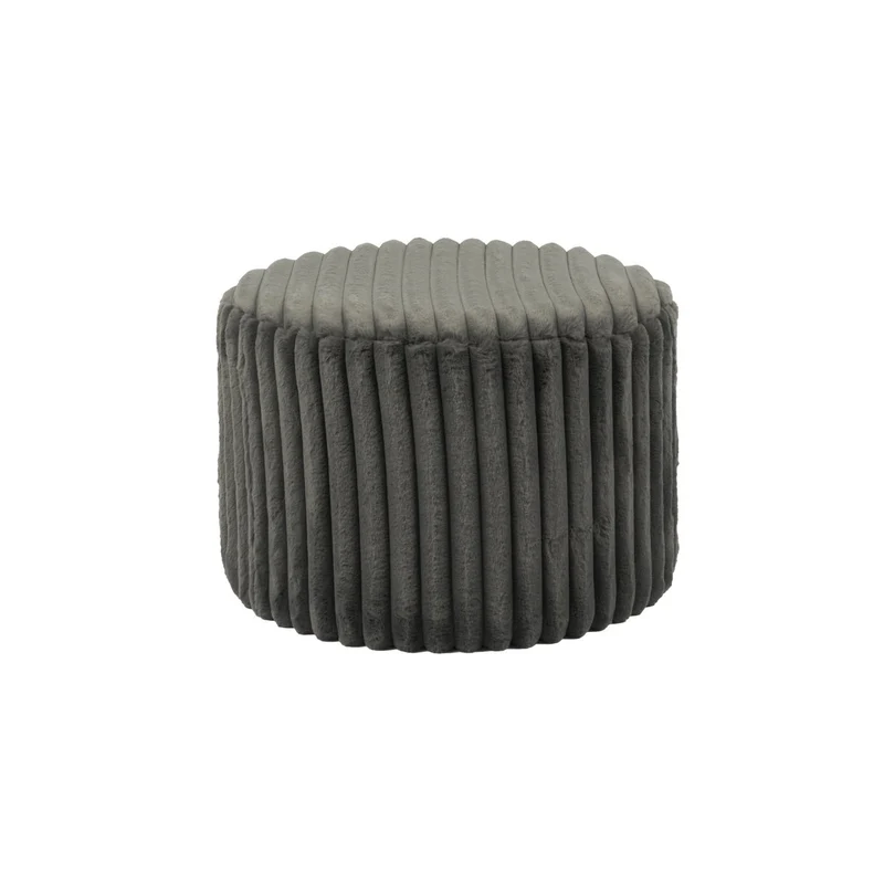 Sitzhocker mit Plüschbezug in Cordoptik – Dunkelgrau, Ø 55 cm