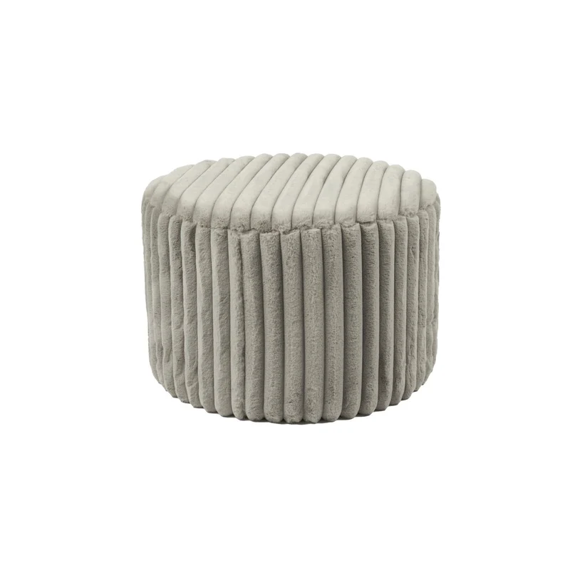 Sitzhocker mit Plüschbezug in Cordoptik – Hellgrau, Ø 55 cm