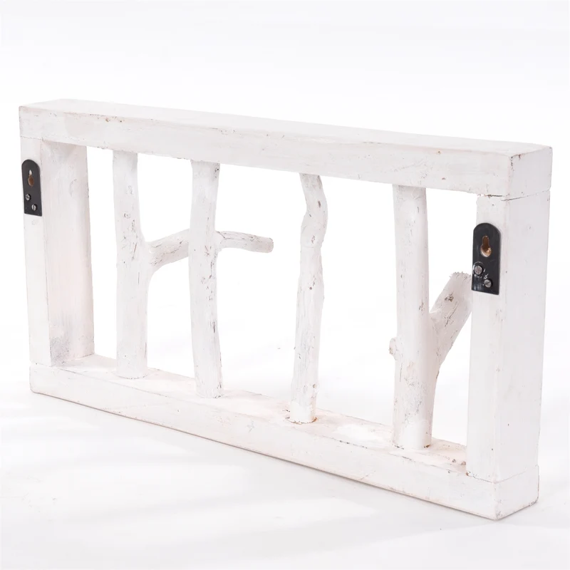 GARDEROBENLEISTE LIMB | 45x23cm(BxH) Treibholz Wandgarderobe mit Ästen | Farbe: 06 weiß-landhaus