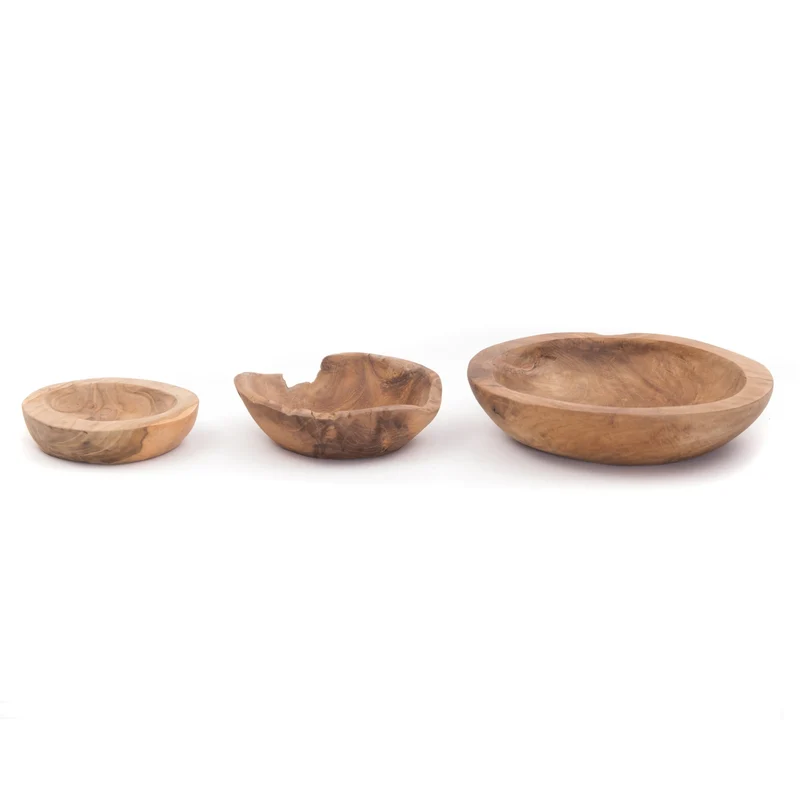HOLZ SCHALEN SET "BOWL" | Teak | Deko Schale, Obstschale