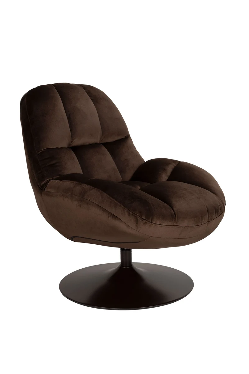White Label Living Loungesessel Beefy – Braun, Polyester, 84,5 × 76,5 × 84,5 cm