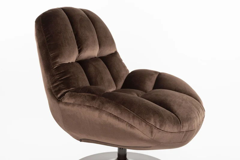 White Label Living Loungesessel Beefy – Braun, Polyester, 84,5 × 76,5 × 84,5 cm