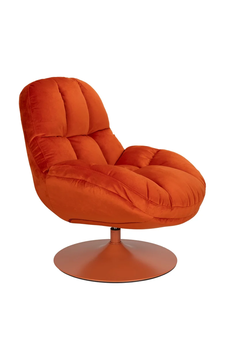 White Label Living Loungesessel Beefy – Orange, Polyester, 84,5 × 76,5 × 84,5 cm
