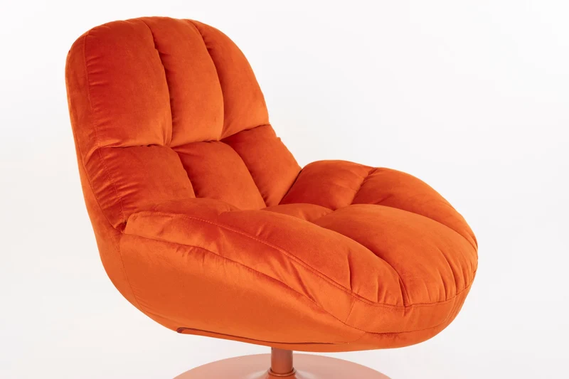 White Label Living Loungesessel Beefy – Orange, Polyester, 84,5 × 76,5 × 84,5 cm