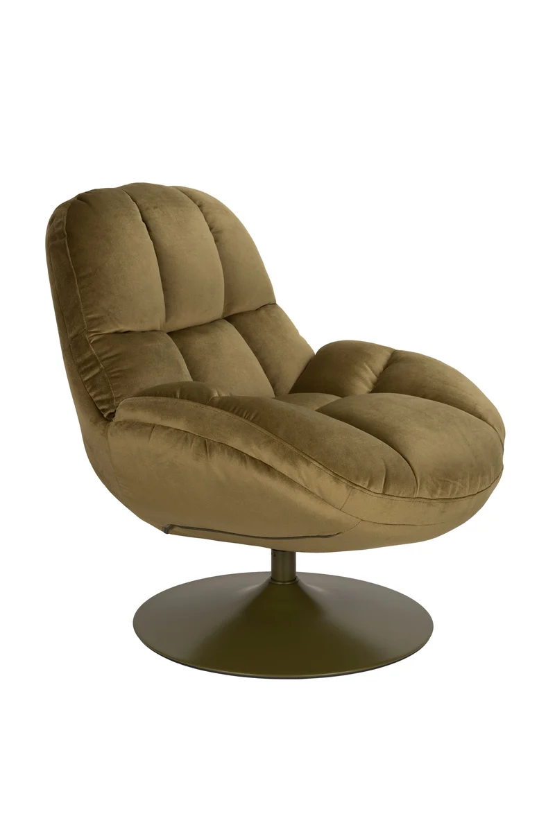 White Label Living Loungesessel Beefy – Grün, Polyester, 84,5 × 76,5 × 84,5 cm