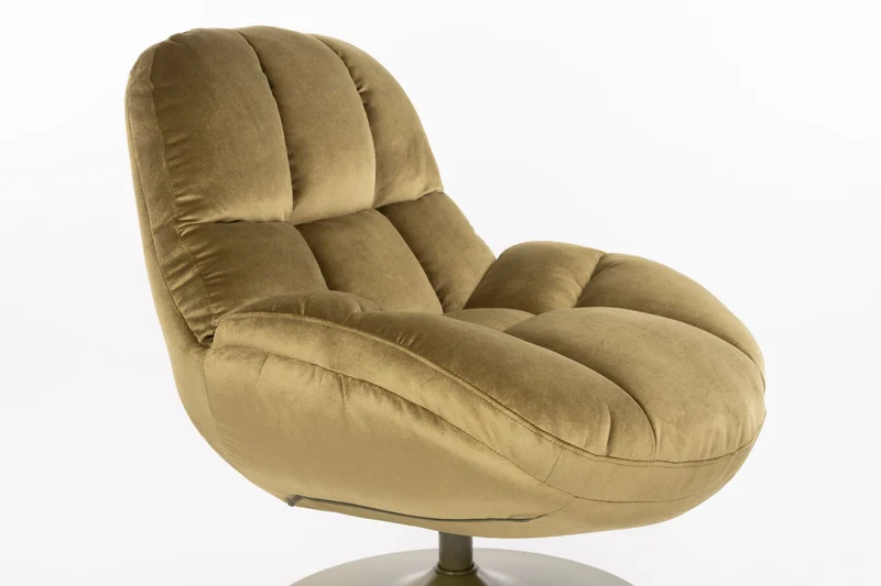 White Label Living Loungesessel Beefy – Grün, Polyester, 84,5 × 76,5 × 84,5 cm