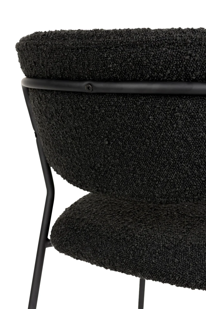 White Label Living Stuhl Jolien Schwarz/Schwarz Bouclé – 56 × 49 × 77 cm, 2er-Set