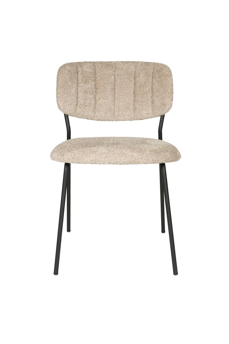 White Label Living Stuhl Jolien Schwarz/Beige Bouclé – 56 × 49 × 77 cm, 2er-Set